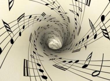 Sheet music that has been made into a funnel